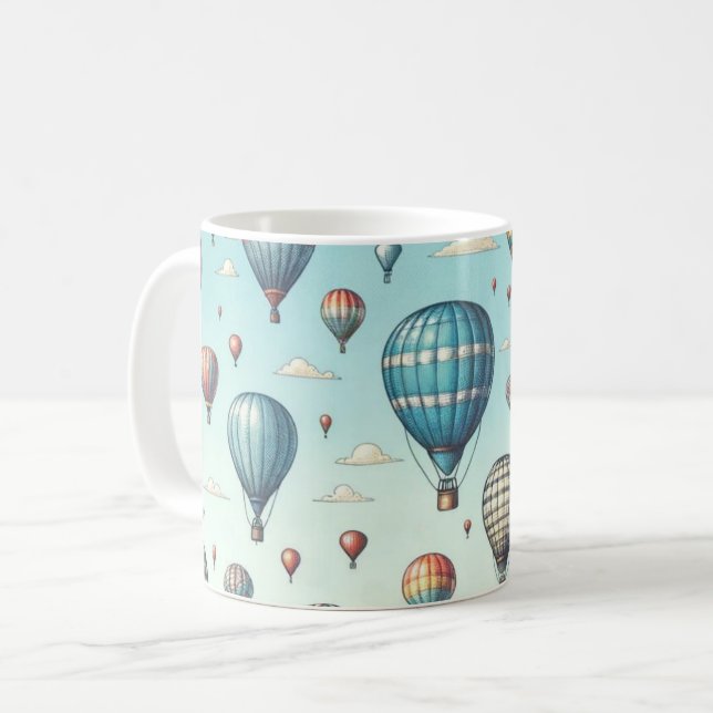 Up, Up, and Away! Whimsical Hot Air Balloons Coffee Mug (Front Left)