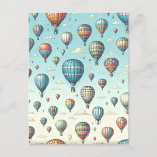 Up, Up, and Away! Whimsical Hot Air Balloons Postcard