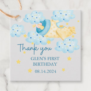 Up Up and Away Yellow Grey Airplane Thank you Favor Tags