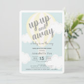 Up Up and Away Yellow Hot Air Balloon Baby Shower Invitation (Standing Front)