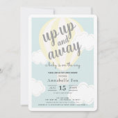 Up Up and Away Yellow Hot Air Balloon Baby Shower Invitation (Front)