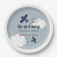Up Up & Away Airplane Blue Boy Baby Shower