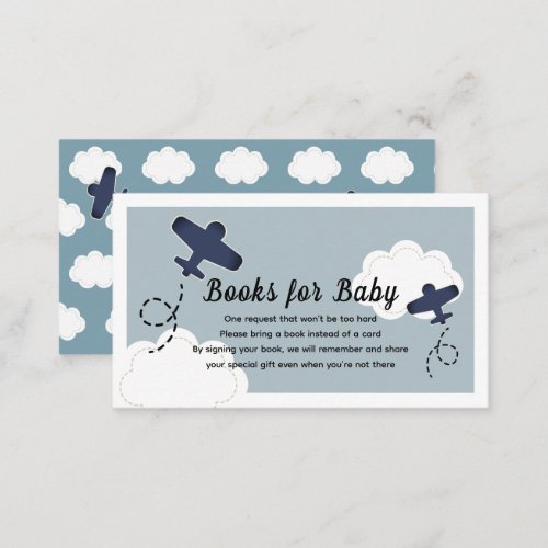 Up Up  Away Airplane Blue Boy Book Request Enclosure Card