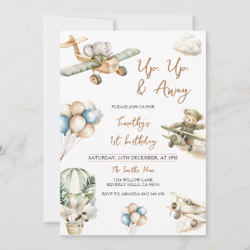 Up Up & Away Airplane Boy 1st Birthday