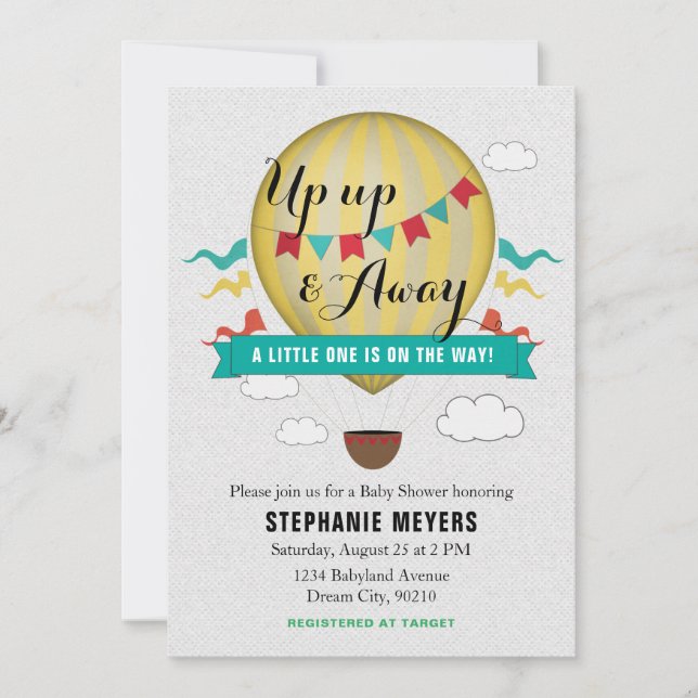 Up Up & Away Baby Shower invitation (Front)
