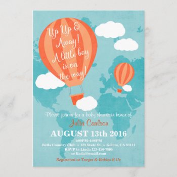Up Up Away Baby Shower Invitation- Boy Invitation by Pixabelle at Zazzle