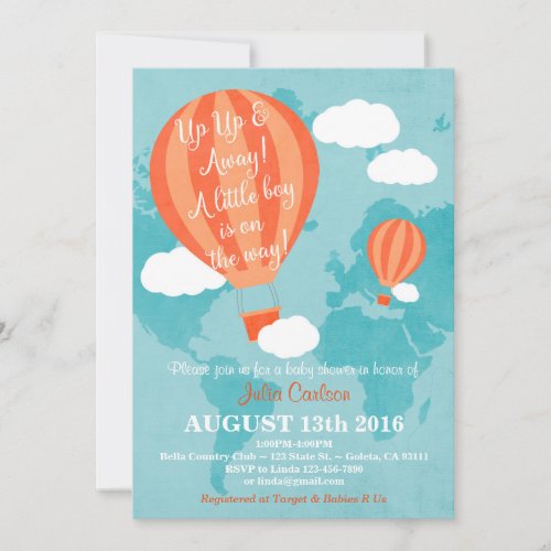 Up Up Away Baby Shower Invitation_ Boy Invitation