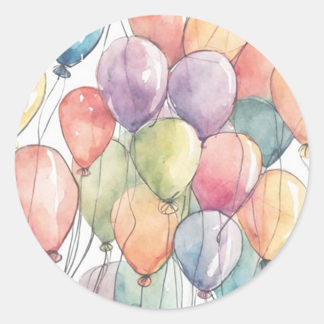 Up, Up & Away Birthday Party Classic Round Sticker (Front)