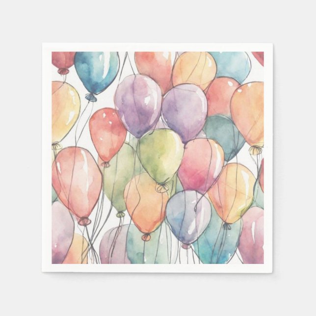 Up, Up & Away Birthday Party Napkins (Front)