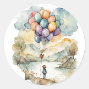 Up, Up & Away Birthday Sticker