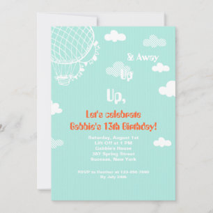 Up, Up & Away Blue Invitation