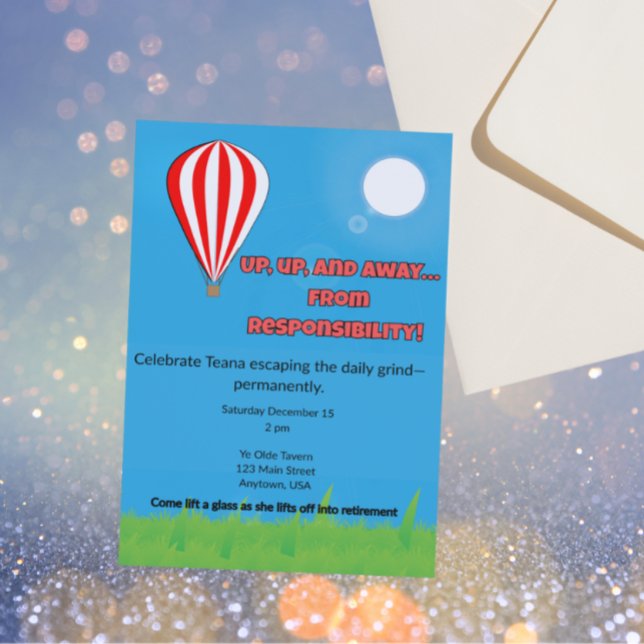 Up, Up & Away From Responsibility Invitation (Creator Uploaded)