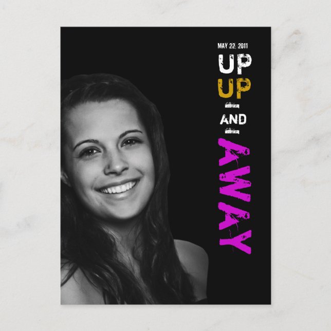 Up Up & Away Graduation Invitation Postcard (Front)