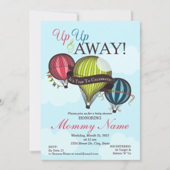 Up Up & Away Hot Air Balloon Invitation | Zazzle