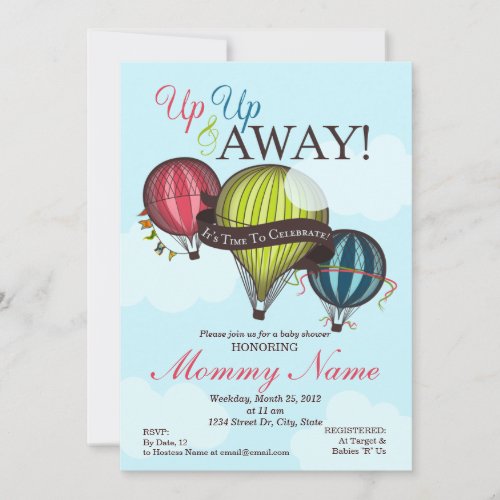 Up Up &amp; Away Hot Air Balloon Invitation