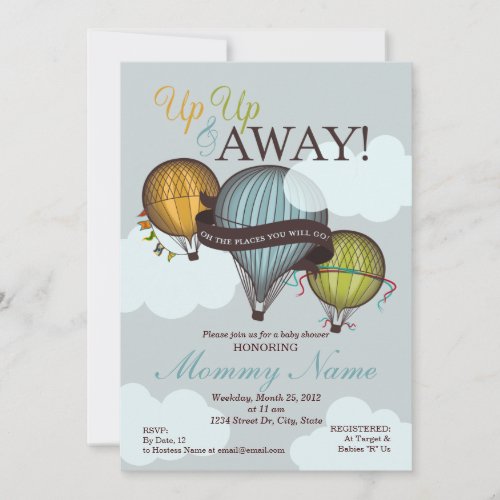 Up Up &amp; Away Hot Air Balloon Shower Invitation