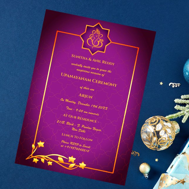 Upanayanam aka Hindu Holy Thread Janeu Ceremony Invitation (Creator Uploaded)