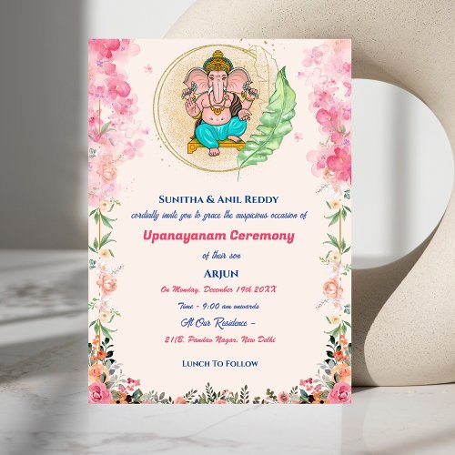Upanayanam aka Hindu Holy Thread Janeu Floral Invitation