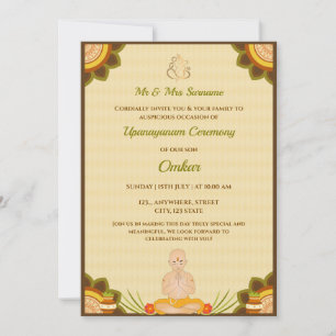 Upanayanam Ceremony Invitation card, Janoi Card