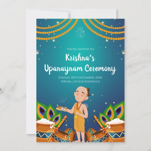 Upanayanam invitation Thread Ceremony invites (Front)