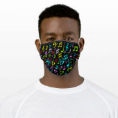 Upbeat, Colorful Music Symbols Pattern Adult Cloth Face Mask (Worn)