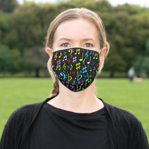Upbeat Colorful Music Symbols Pattern Adult Cloth Face Mask