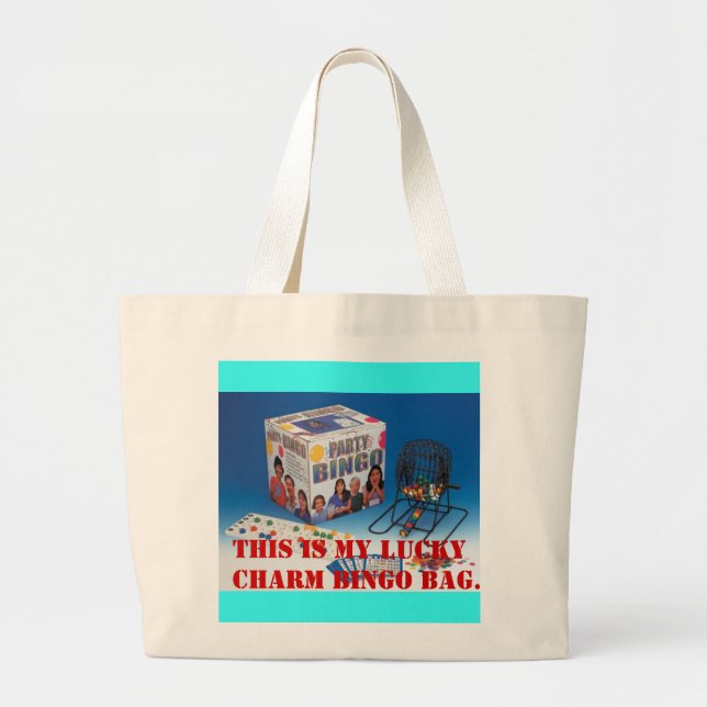 upbset, THIS IS MY LUCKY CHARM BINGO BAG. Large Tote Bag (Front)