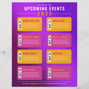 Upcoming Calendar of Events Flyer