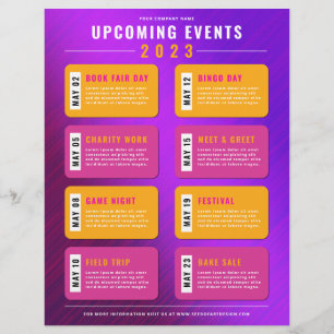 Upcoming Calendar of Events Flyer