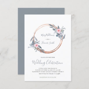 update dusty blue and rose pink circle frame invitation