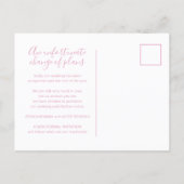 Update to plan pink white heart wedding cancelled announcement postcard (Back)