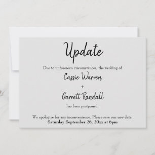 "Update" Wedding Date Black on Gray Card