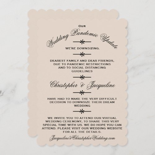 Update Wedding Downsizing Script Classy Cute Ecru Announcement