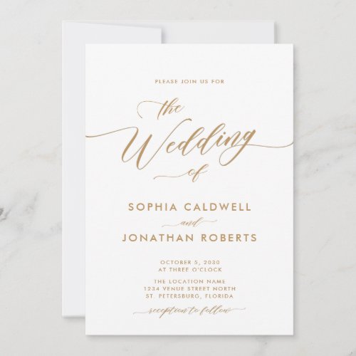 Updated All in One Gold Calligraphy Wedding Invitation