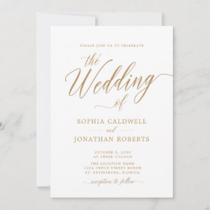 Updated All in One Gold Calligraphy Wedding Invitation