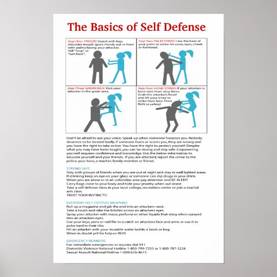 Updated Basics of Self Defense Poster | Zazzle.com