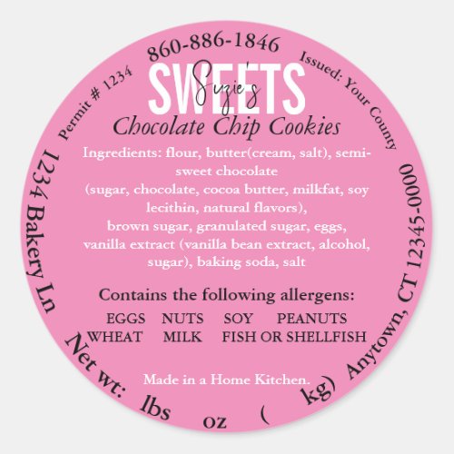 Updated CALIFORNIA State Cottage Law Ingredient Classic Round Sticker