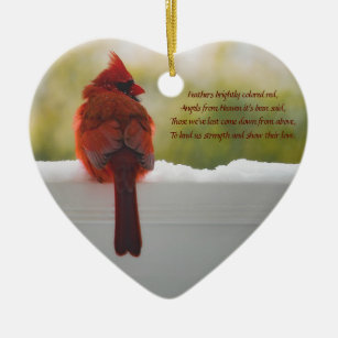 **Updated** Cardinal with Visitor From Heaven poem Ceramic Ornament