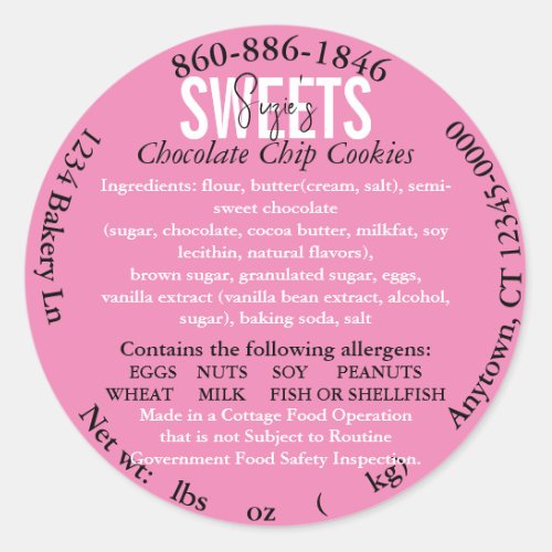 Updated Connecticut State Cottage Law Ingredient Classic Round Sticker