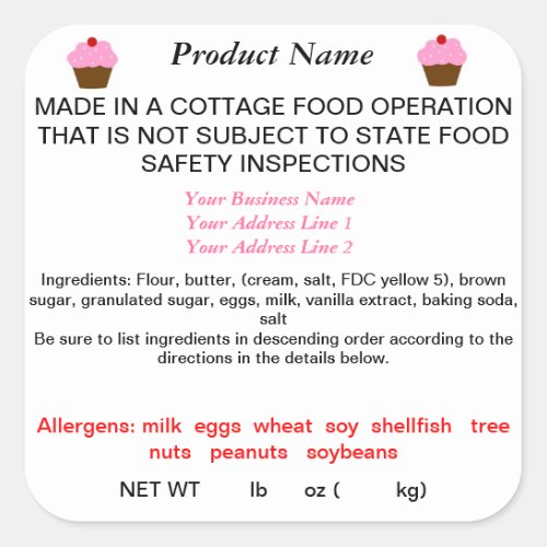 Updated GEORGIA Cottage Food Law Product Labels