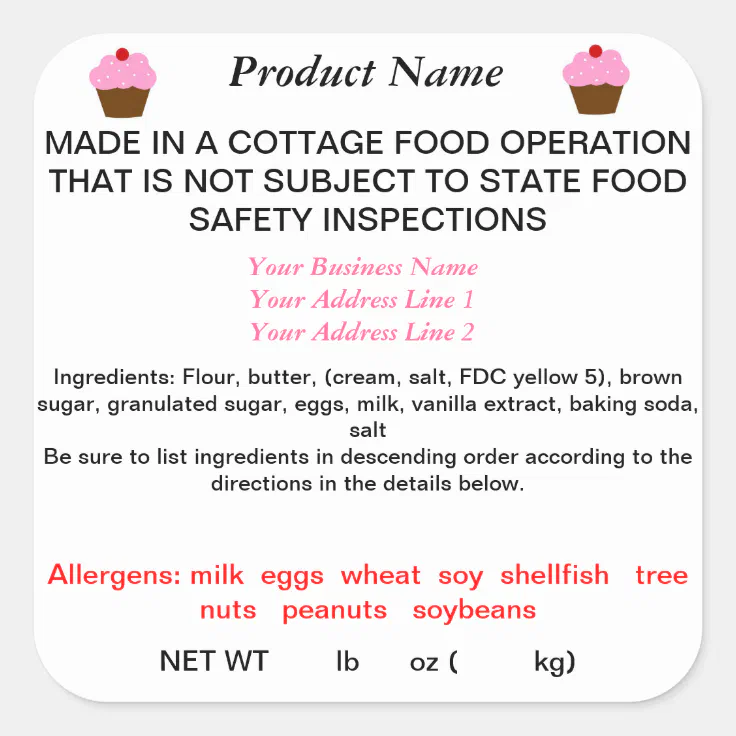 Updated GEORGIA Cottage Food Law Product Labels | Zazzle