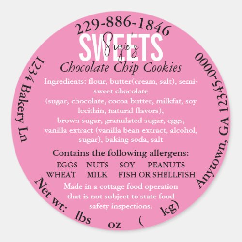 Updated Georgia State Cottage Law Ingredient Label