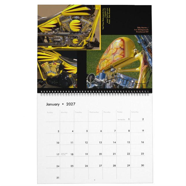 Updated! Motorcycle Rainbow 2013 -- 18 months Calendar (Jan 2027)