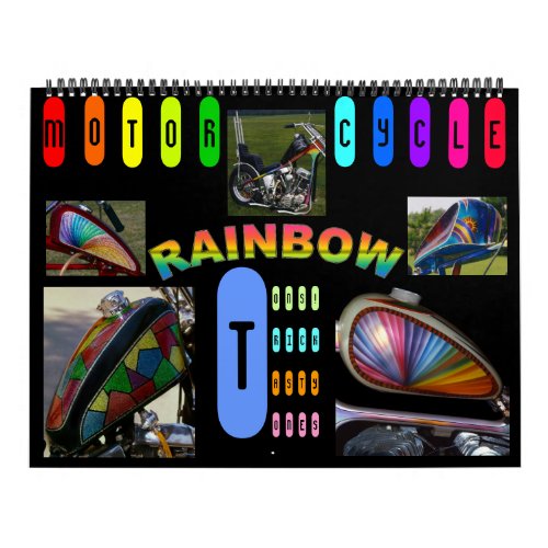 Updated Motorcycle Rainbow 2013 __ 18 months Calendar