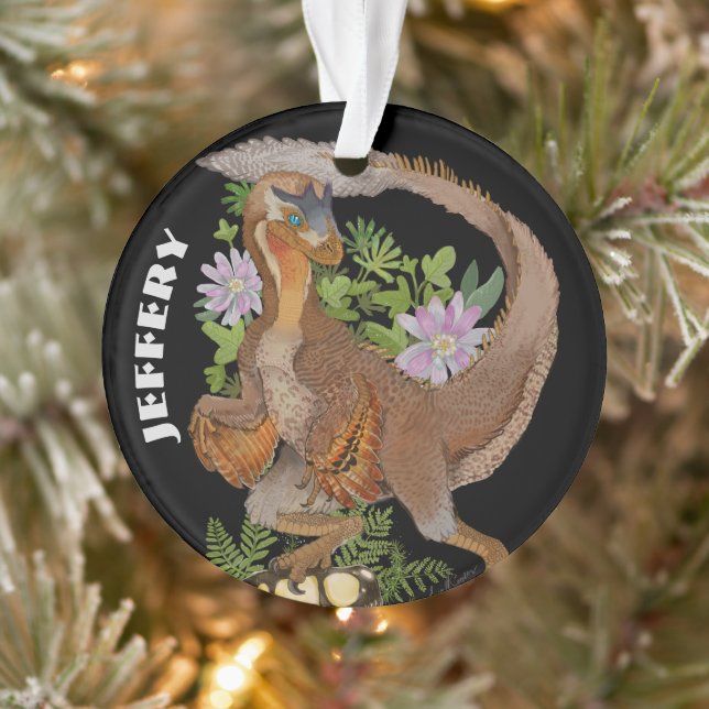 Updated TemplatePersonalized Name Dinosaur Raptor  Ornament (Tree)