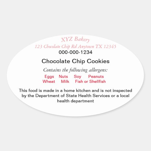 UPDATED TEXAS Cottage Food Law label home baker