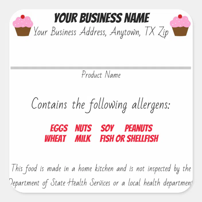 Updated Texas Cottage Law Food label sticker | Zazzle.com