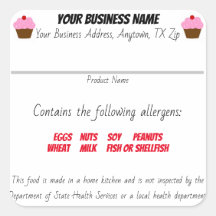 Updated Texas Cottage Law Food label sticker