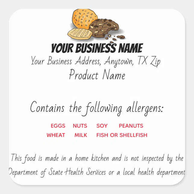 Updated Texas Cottage Law Food label sticker Zazzle