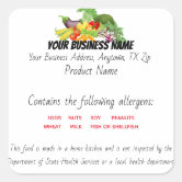 Updated Texas Cottage Law Food label sticker | Zazzle